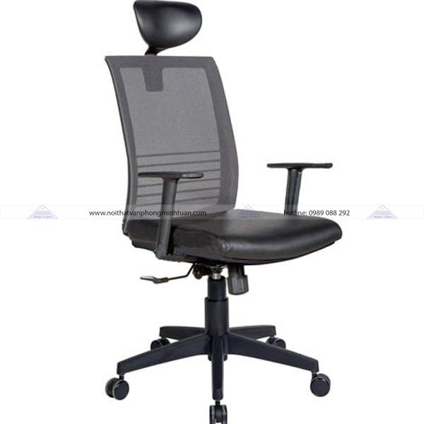 Ghế Xoay Lưới Có Tựa Đầu Bọc Da GL321