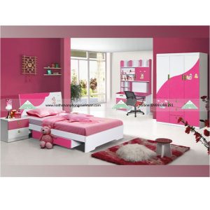 Bộ Giường Tủ Phòng Ngủ Cho Bé Gái GNE02-12; GNE02-15; TAE02; BHE02; TAPE02; CPE01